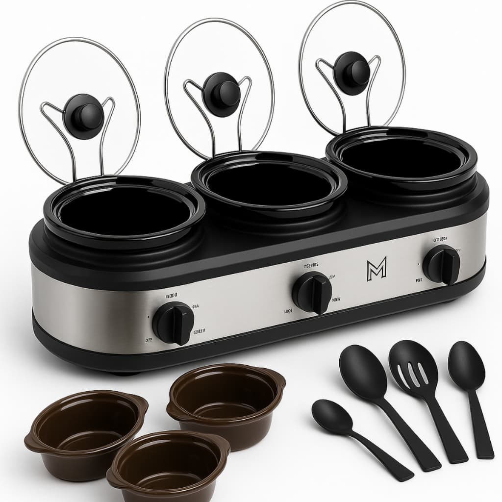 Rechaud Elétrico Triplo com Compartimentos e Utensílios