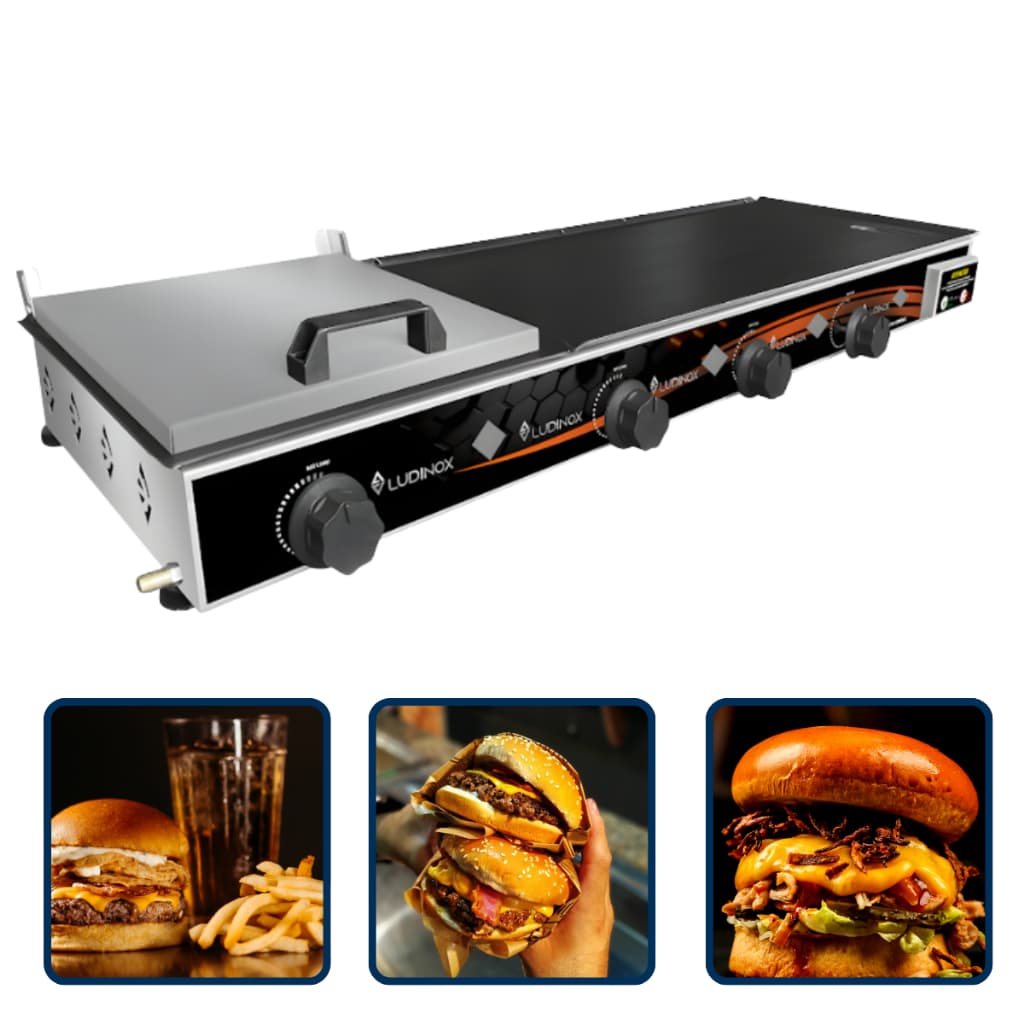 Chapa Chapeira De Lanche Hamburgue Industrial 1000X300  ECONOMIC A Gás 2mm