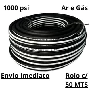 Rolo de mangueira preta e branca 50m 5/16 1000PSI para compressor ar e gás