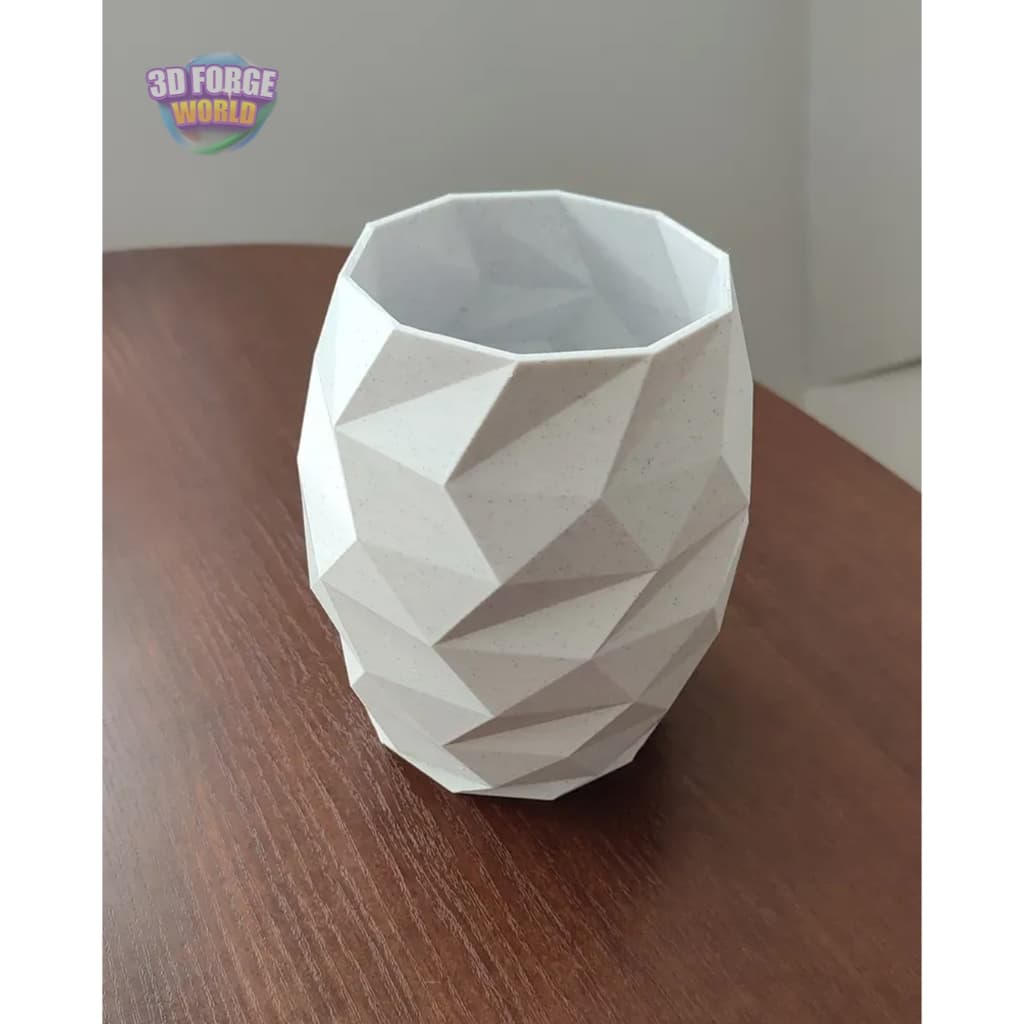 Vaso decorativo geométrico moderno em PLA para mesa, estilo minimalista, cinza e branco