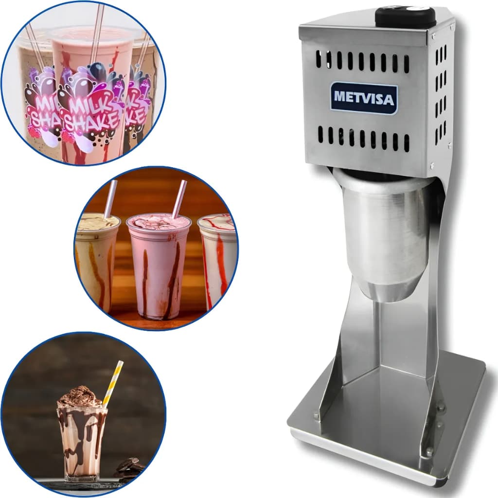 Batedor de Milk Shake Industrial Metvisa 220V com Imagens de Milk Shakes