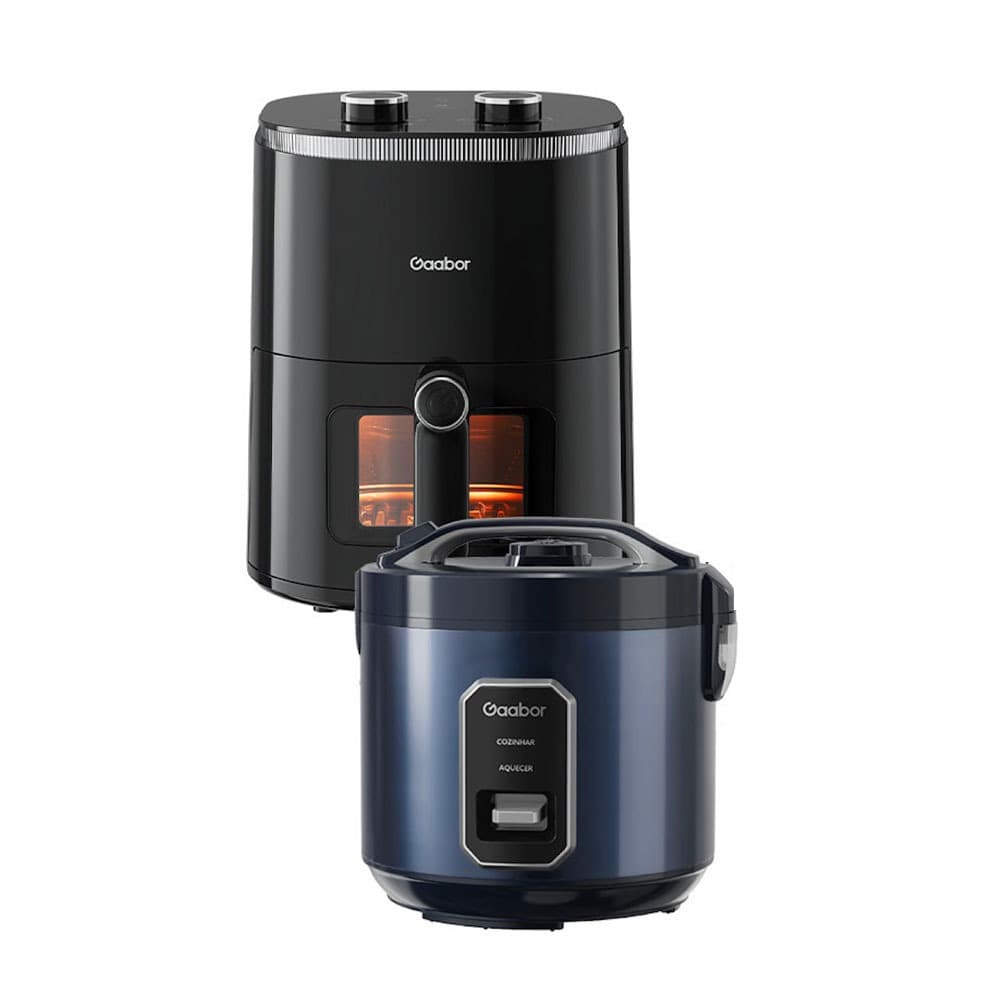 Combo Fritadeira Sem Óleo Gaabor 4.2L Duo com Janela + Acessórios de Cozinha