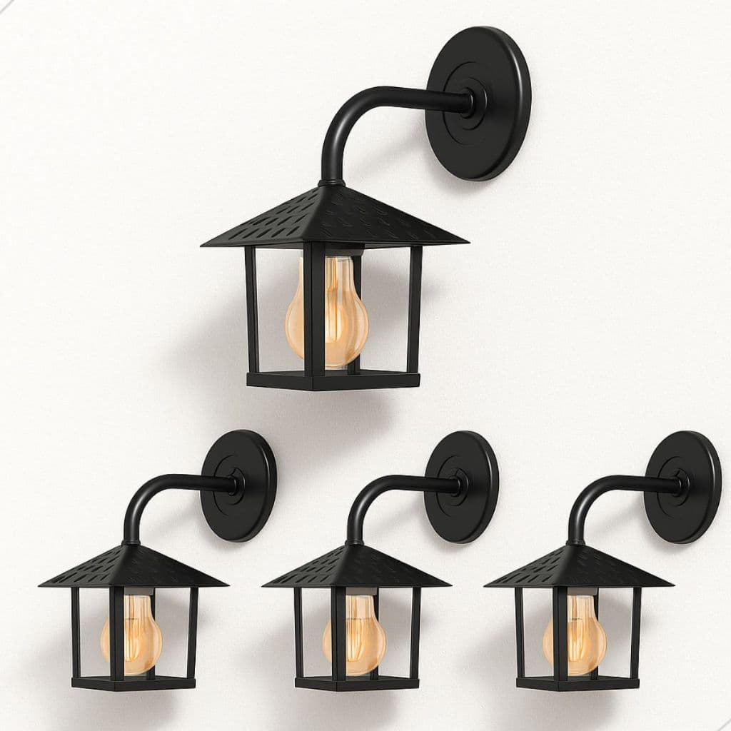Kit 4 Arandelas Quadradas Nina Preto Clássico Colonial Decorativa Rústica Parede
