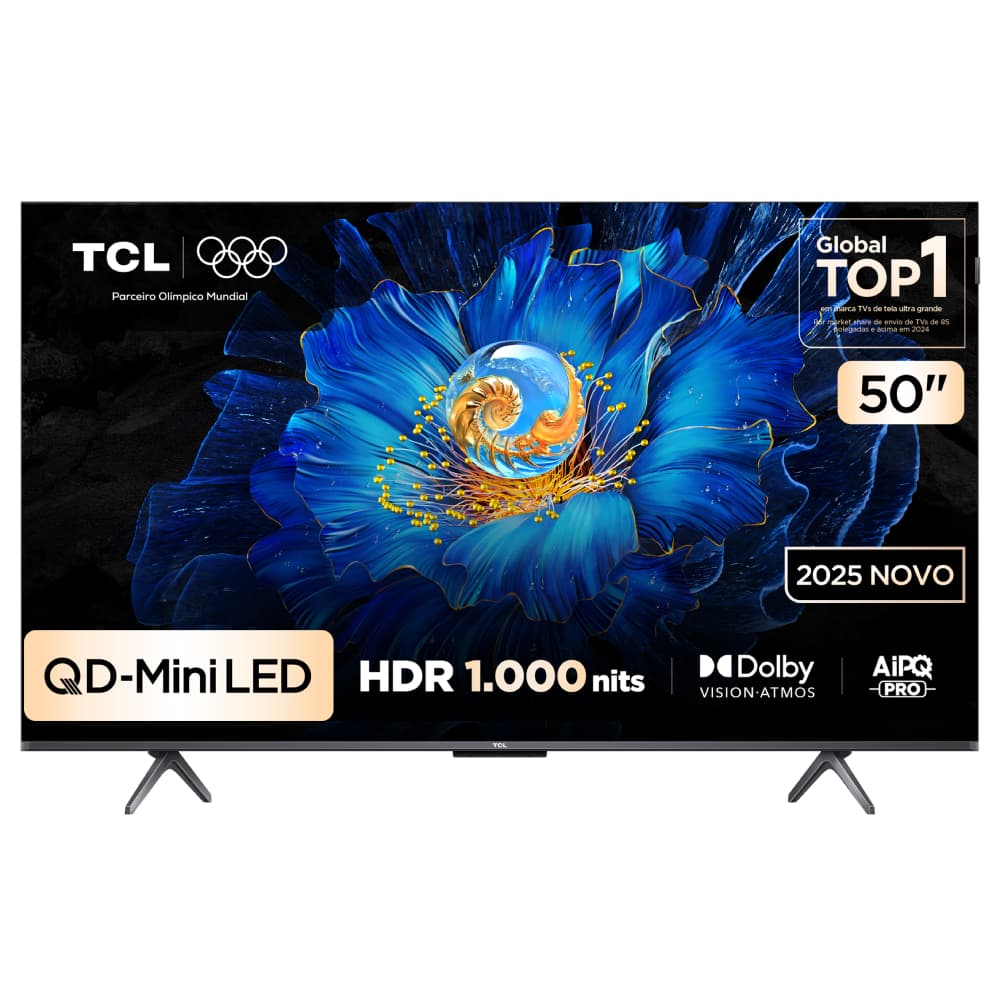Smart TV TCL 50 Polegadas QLED Mini LED 4K C6KS WiFi Bluetooth Google TV HDR10+ Dolby Atmos 50C6KS