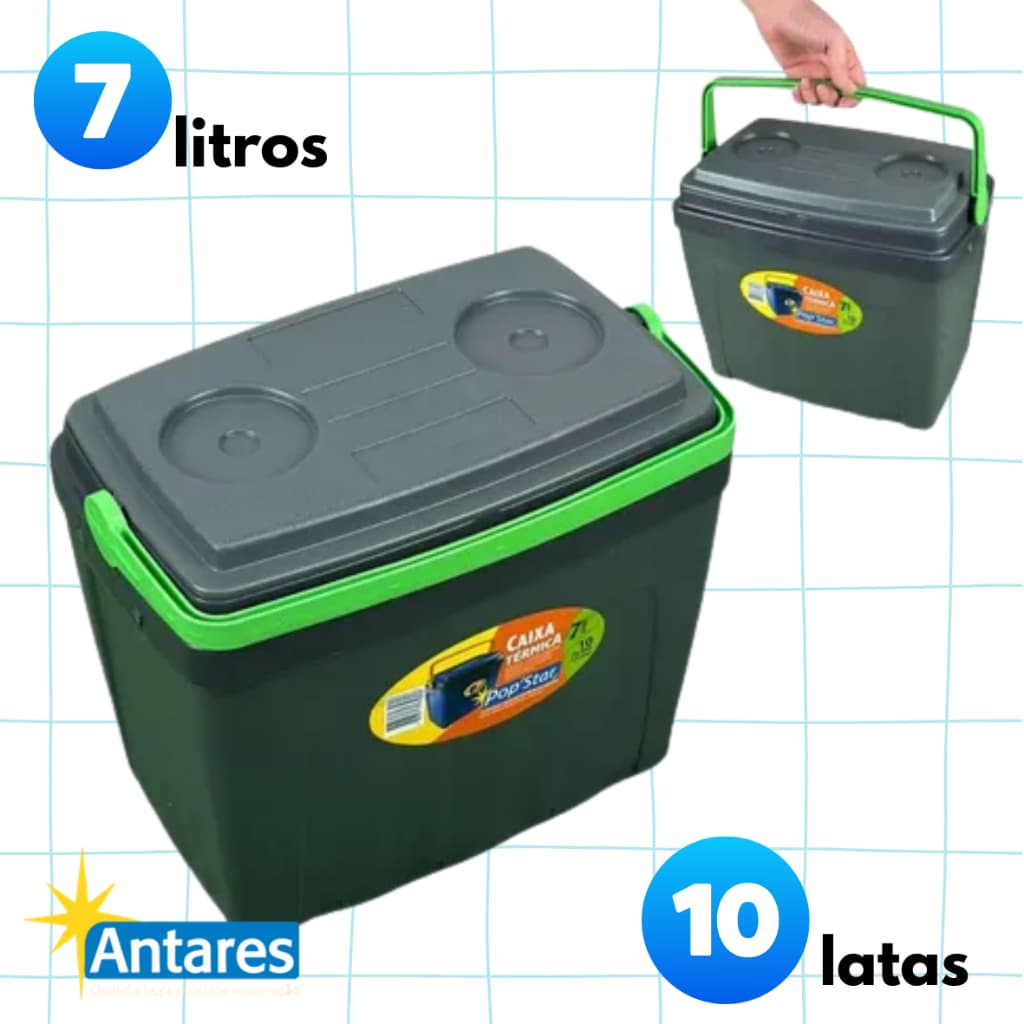 Caixa Térmica Cooler Com Alça 7 Litros Para Bebidas Lanches - comporta 10 Latas 350ml