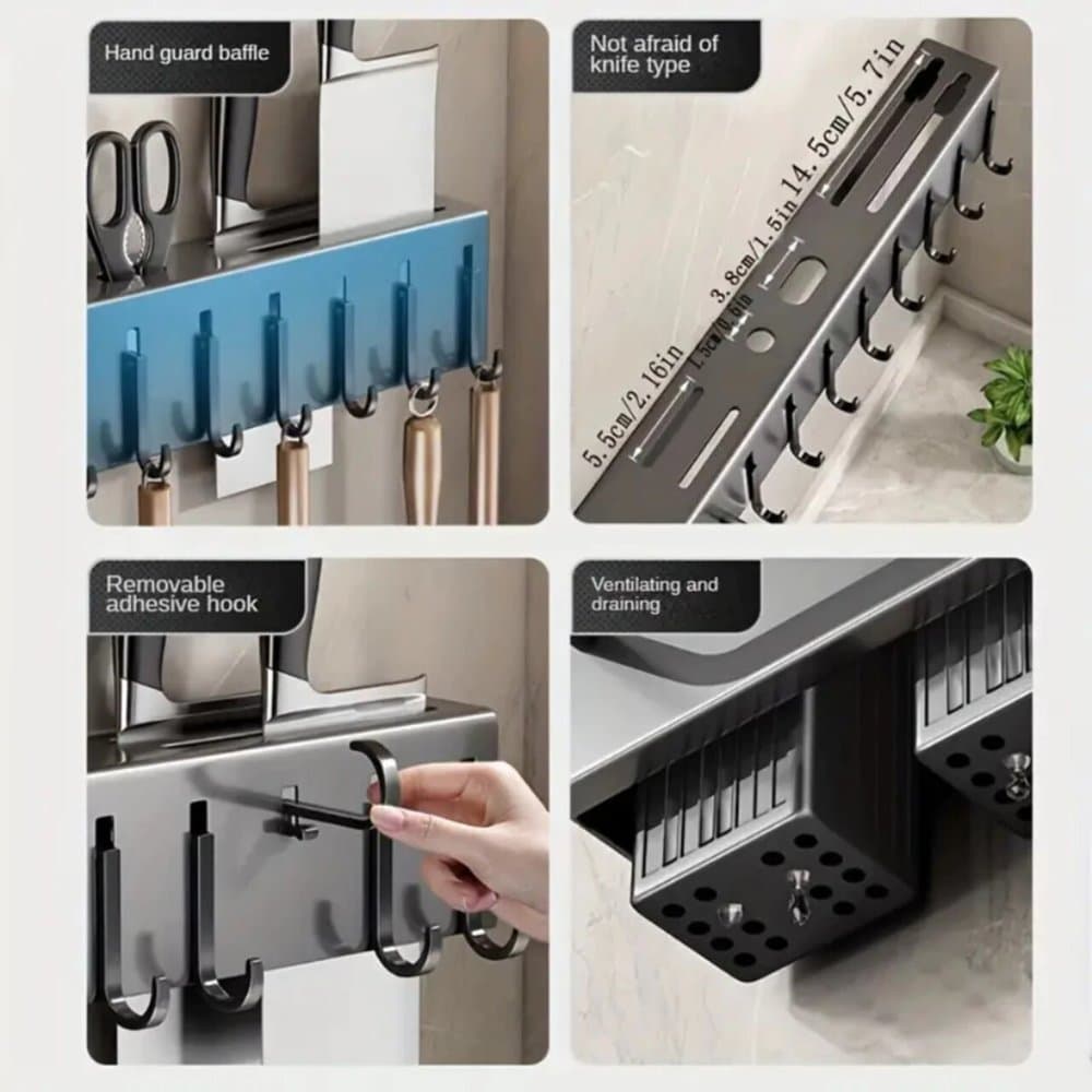 Suporte de Parede para Talheres e Utensílios Barra Organizadora Suporte de Utensílios