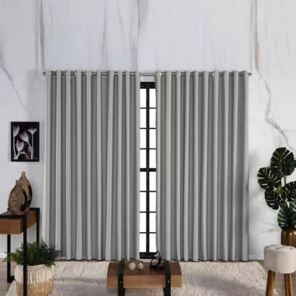 Cortina blackout cinza luxo 4x2,30m tecido macio bloqueia luz