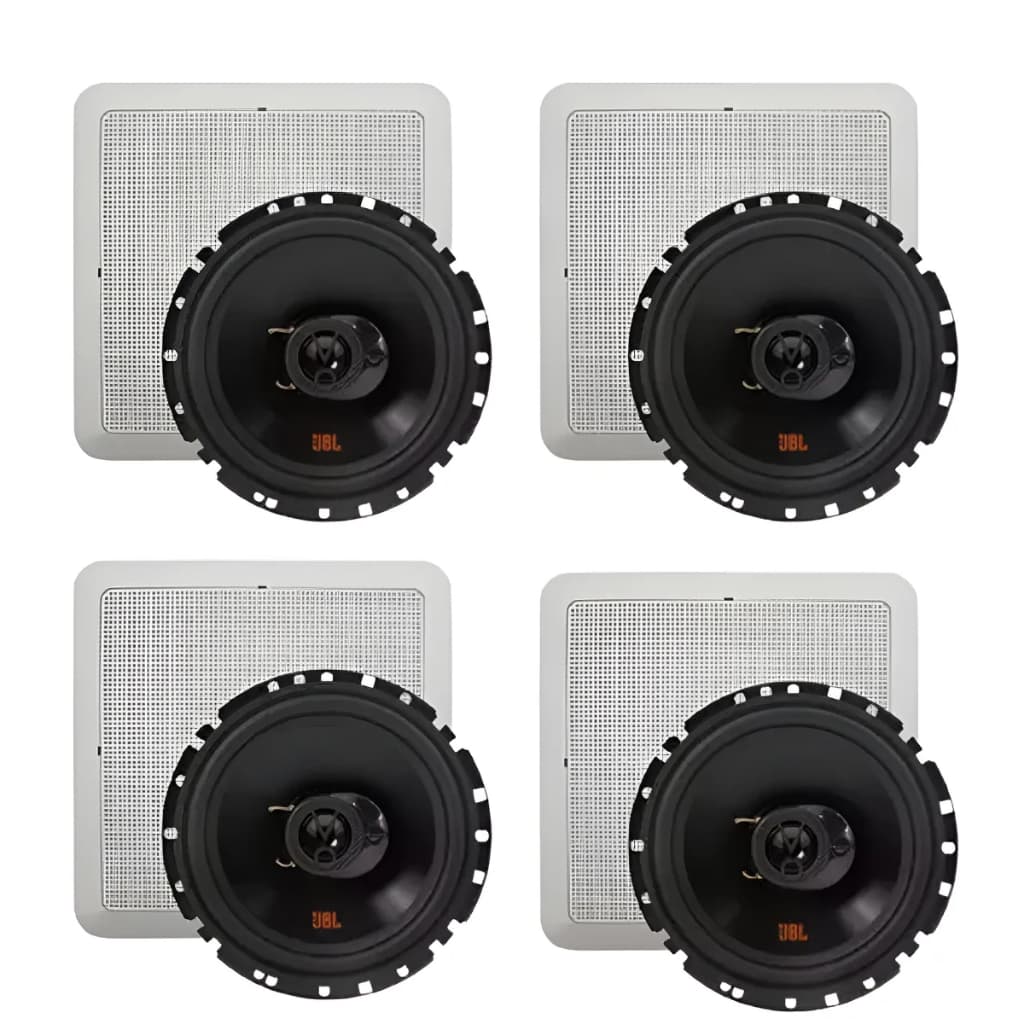 Quatro alto-falantes embutidos JBL Flex 6 brancos e pretos