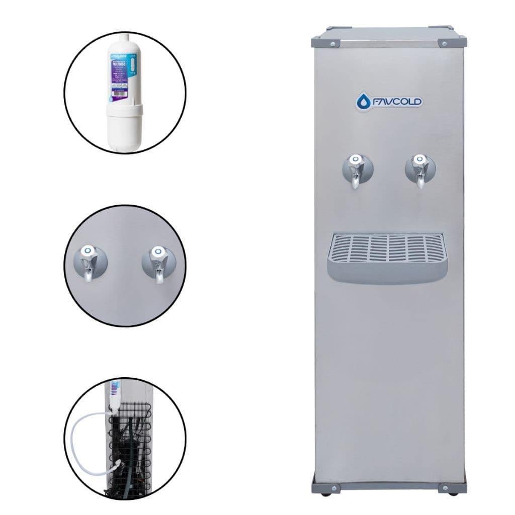 Bebedouro De Água 25 Litros 2 Torneiras Gelada Resfriador Coluna Industrial Favcold