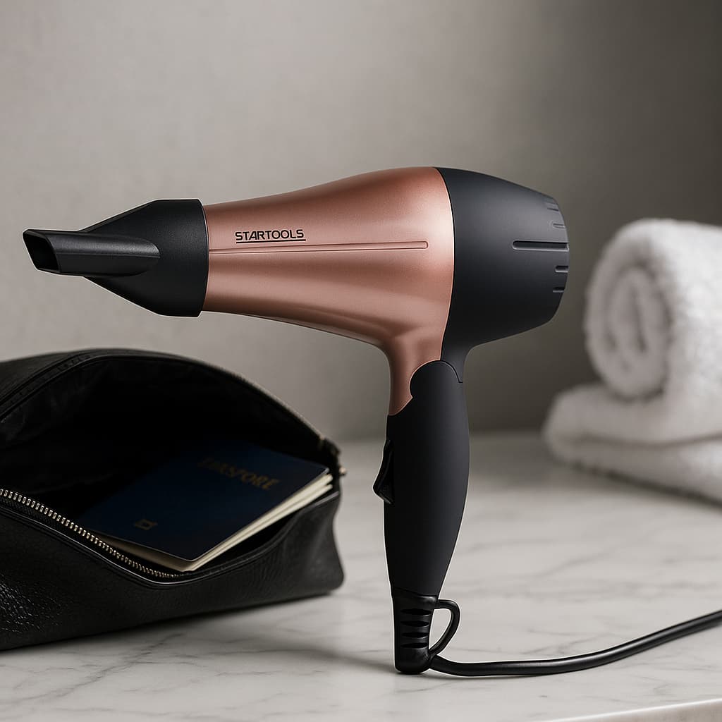 Secador de Cabelo Portátil Dobrável 1200W Bivolt Viagem Leve Mini Potente Com Bico Rápido Original