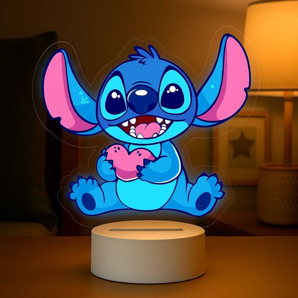 Luminária Abajur De Mesa Stitch 3D Infantil Disney Usare Menino Menina LED RGB de Mesa Decorativa Espaço Estilo Presente