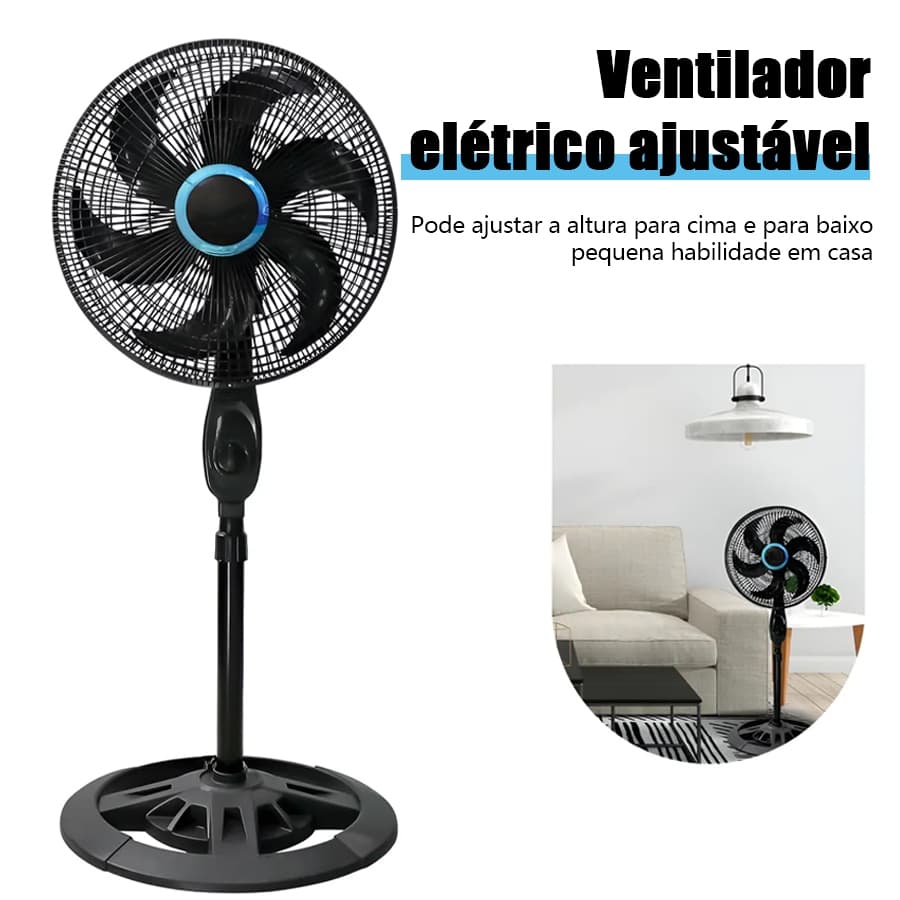 Ventilador vertical, altura ajustável, 3 velocidades, 6 pás, ventilador de chão economizador de energia 110V/220V