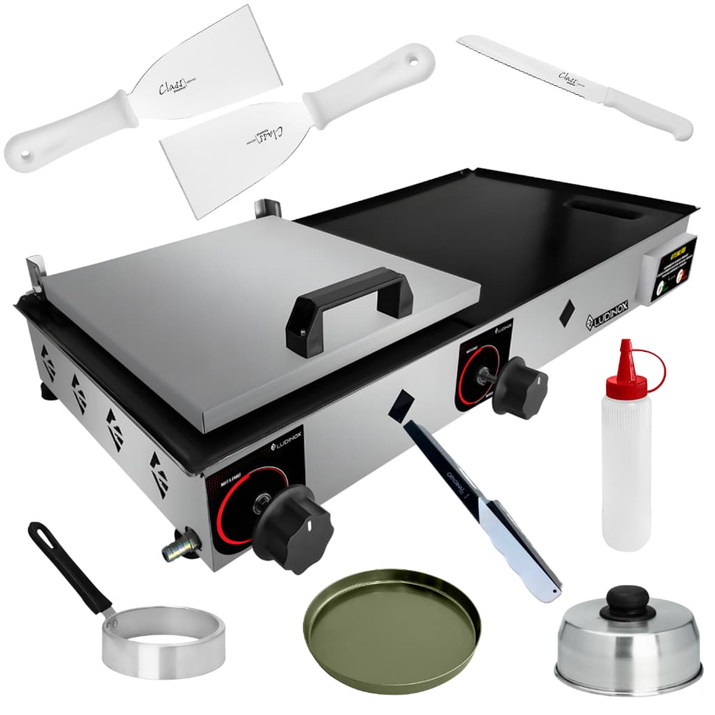 Chapa de lanche industrial 30x70 inox com kit de brinde