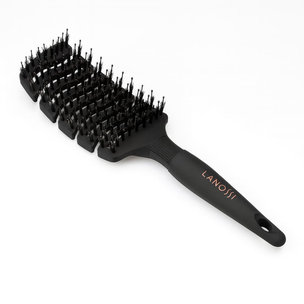 Escova De Cabelo Raquete Quadrada Preto Lanossi Profissional