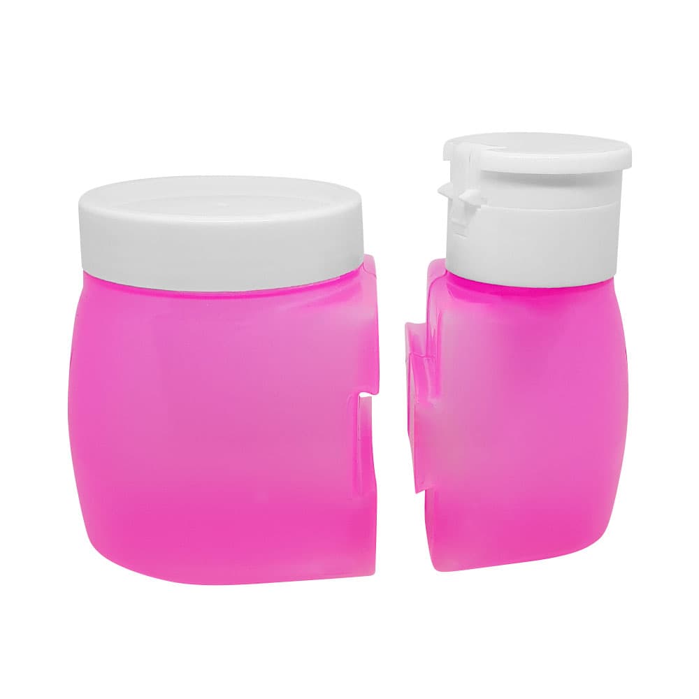 Dosador De Acetona Com Porta Algodão Cor de Rosa