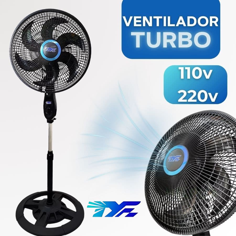 Ventilador De Coluna Preto 40cm Turbo 6 Pás ventilador de pé 110v/220v