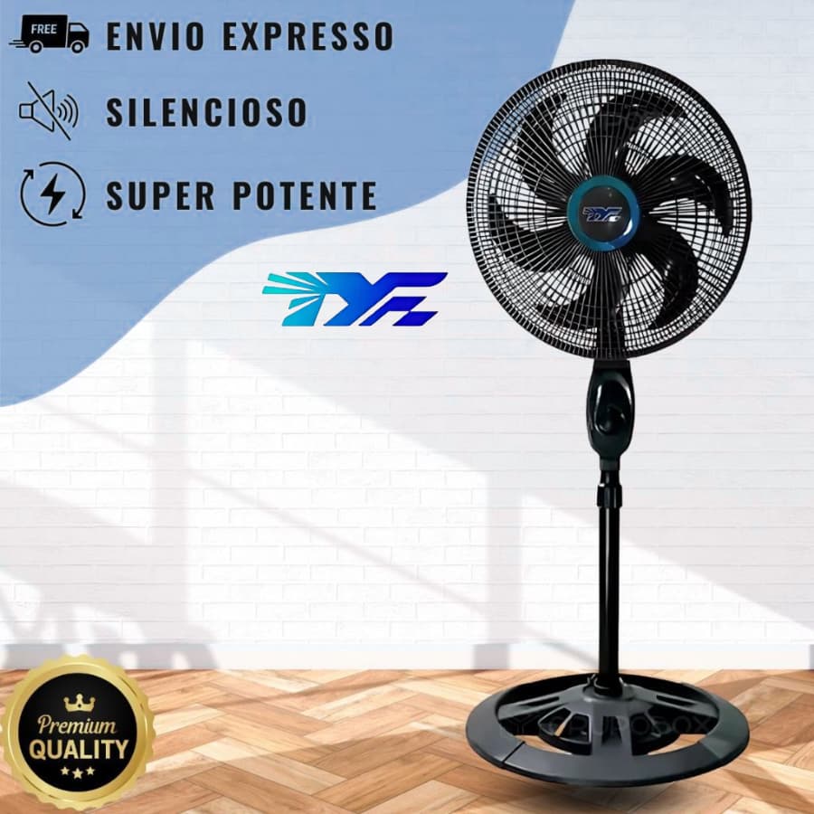 Ventilador de coluna preto 6 pás, silencioso, super potente, 110v/220v