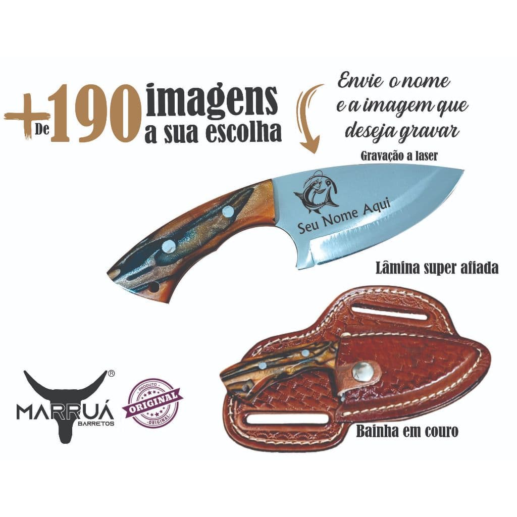 Faca Campeira Inox  Personalizada a Laser