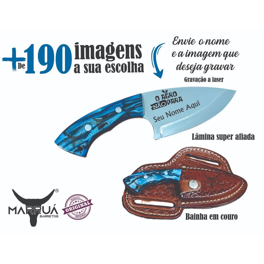 Mini faca Campeira Aço Inox Barretos Gravada seu nome a laser
