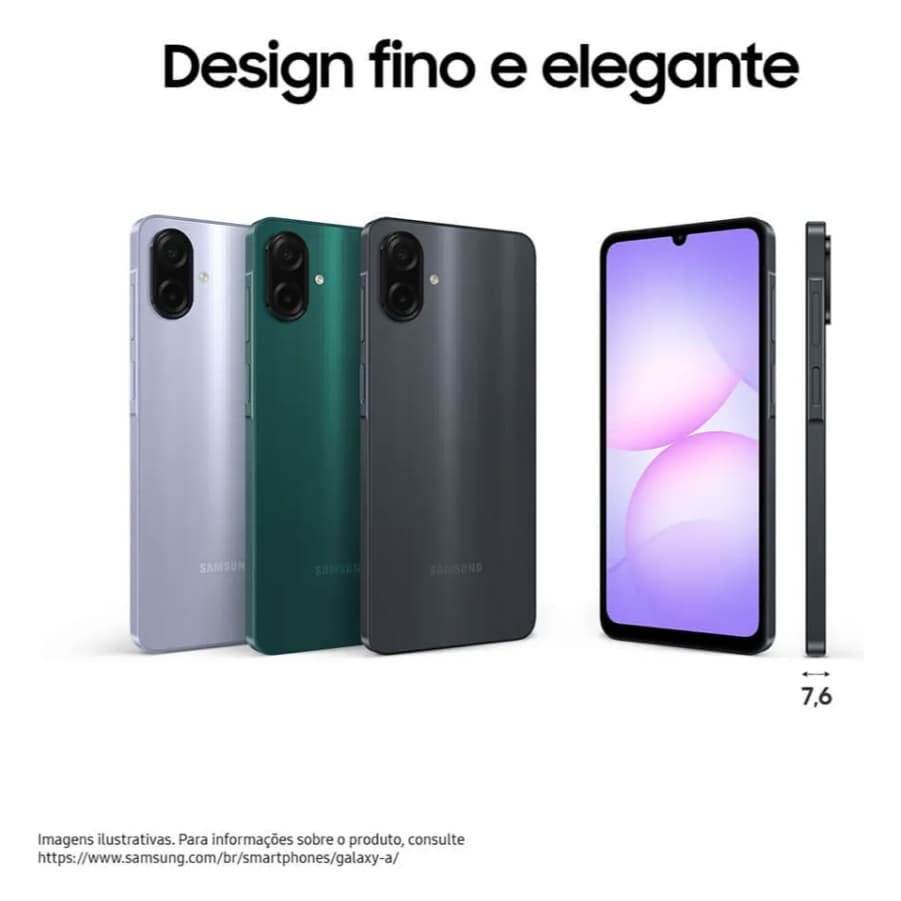 Celular Samsung Galaxy A07 128gb, 4gb, Câmera 50mp, Tela 6.7 , Proteção Ip54, Processador 6nm