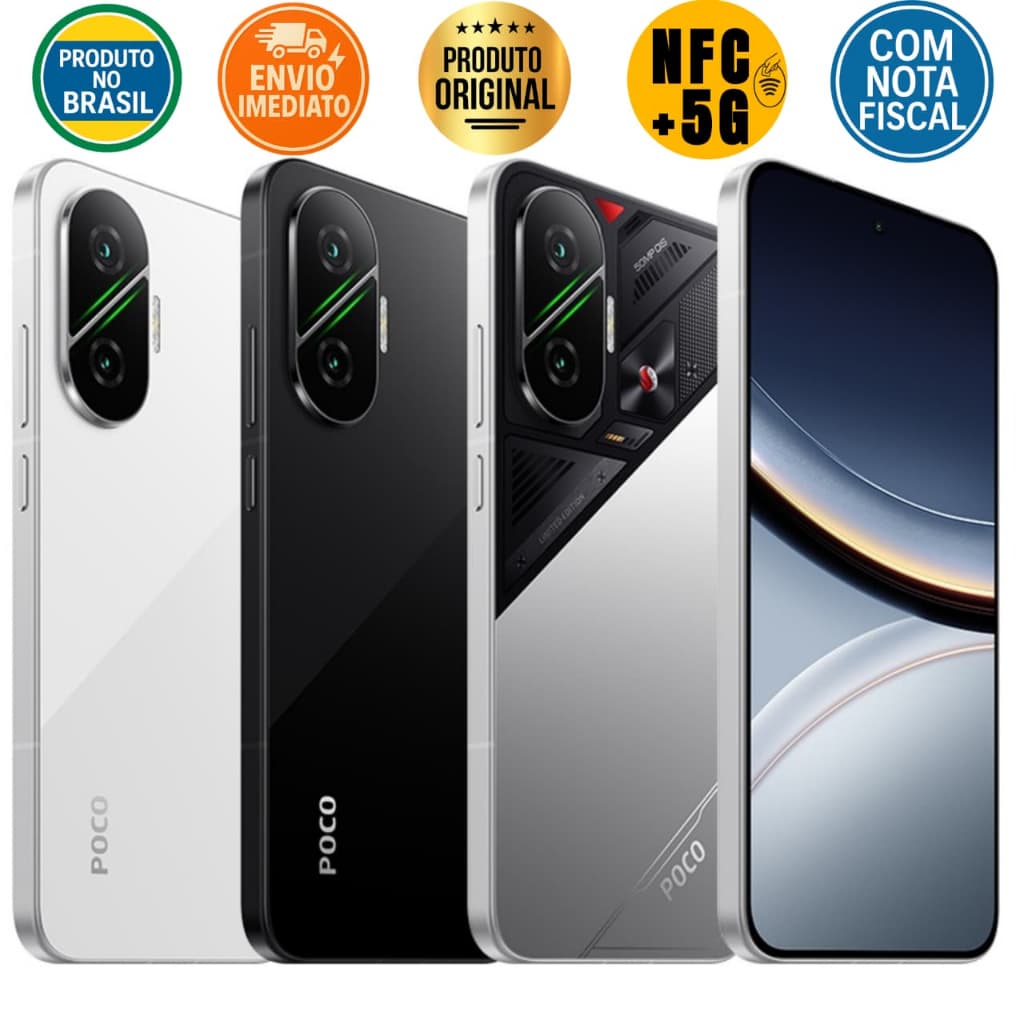 Xiaomi Poco F7 5G, Snapdragon 8s Gen 4, Tela AMOLED 6.83' 120Hz, Wifi 7, Nota Fiscal e Versão Global