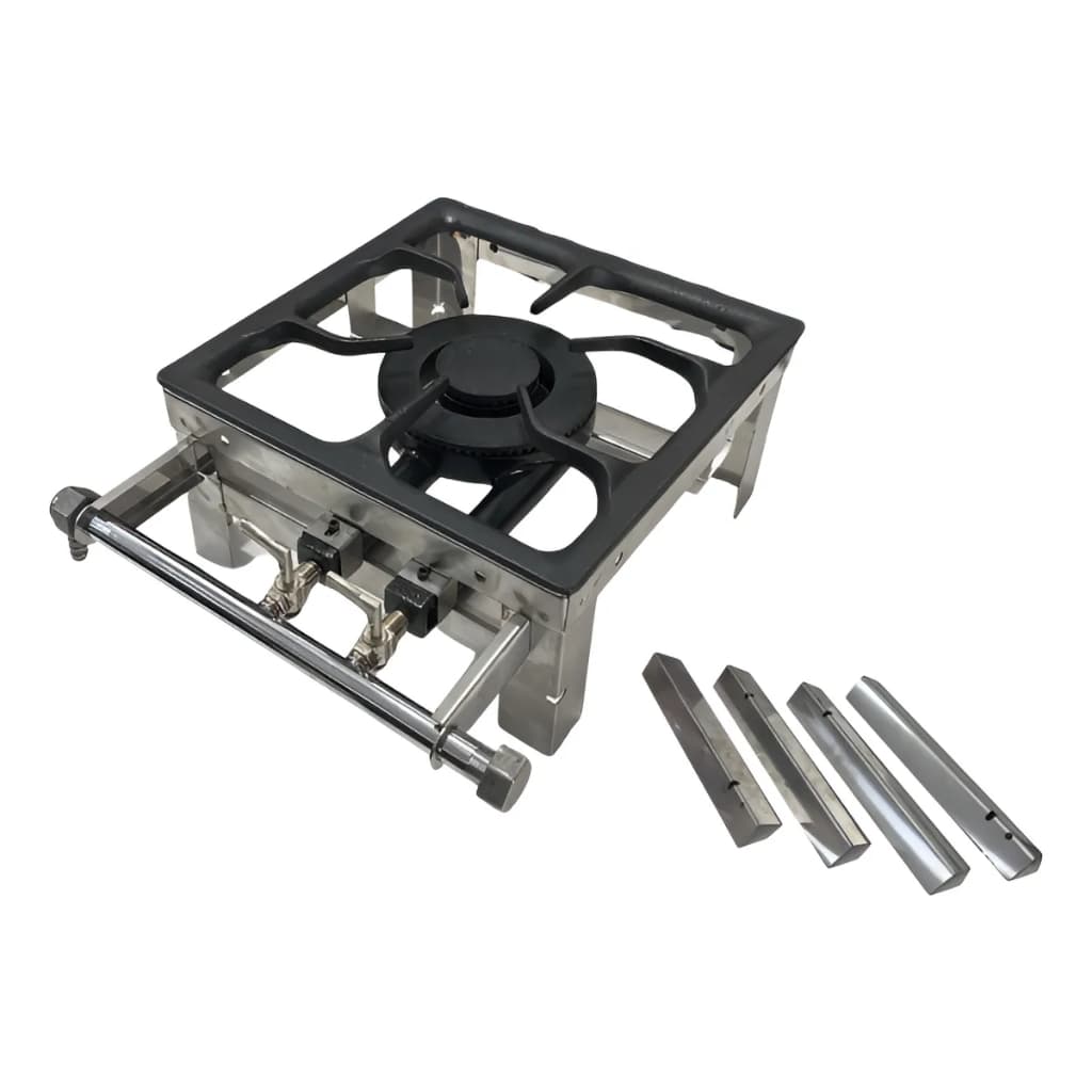 Fogão Industrial 1 Boca Camping 32x32 Com Pés Dupla Chama Com adaptador para churrasqueira