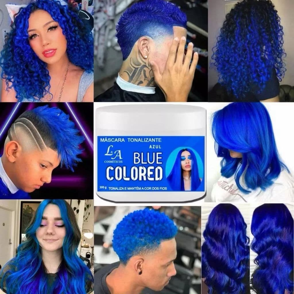 Tonalizante Azul Blue - Mechas Azuis fácil - Sem Amônia - Resultado 100% Natural La cosméticos 300g
