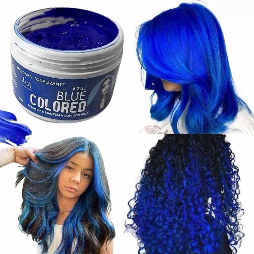 Tonalizante Azul Blue - Mechas Azuis fácil - Sem Amônia - Resultado 100% Natural La cosméticos 300g