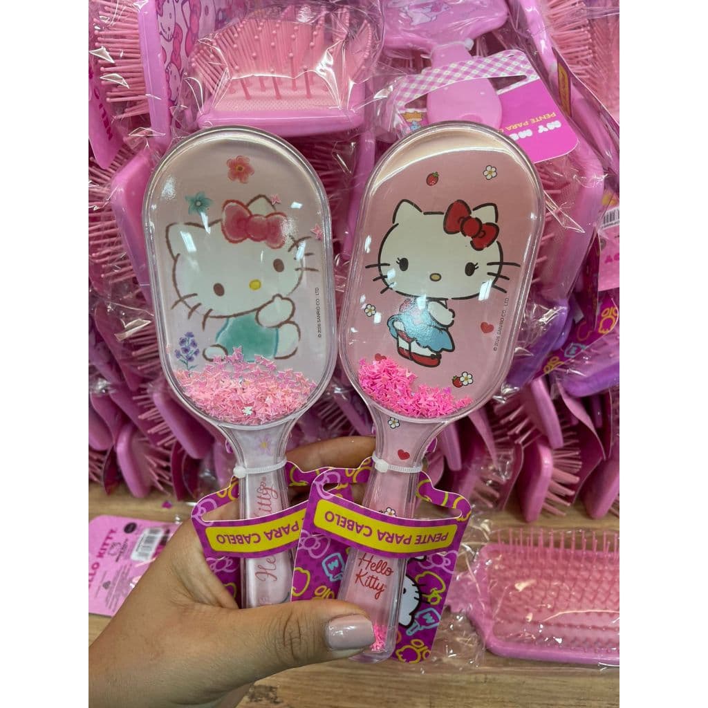 Escova Hello Kitty de cabelo com Glitter