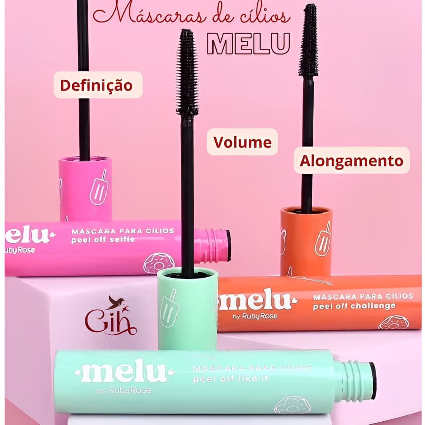 Mascara De Cilios Melu Ruby Rose Rimel Peel Off Alta Fixação-14.5g