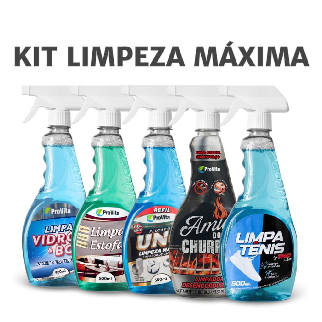 Kit 5 Produtos de Limpeza Completa Limpeza Máxima Provita Premium 500mg