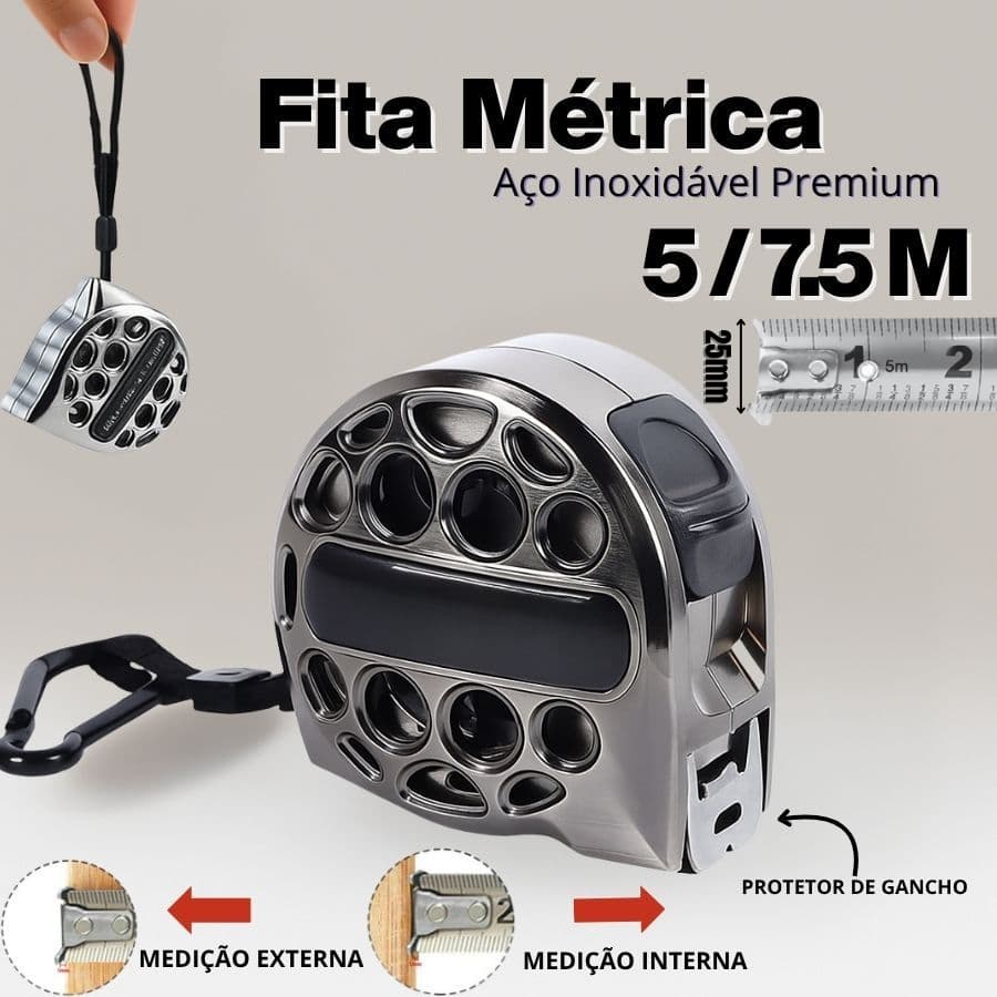5/7.5 M Fita Métrica Inoxidável de Alta Precisão à Prova d’água Resistente a Quedas e Corrosão