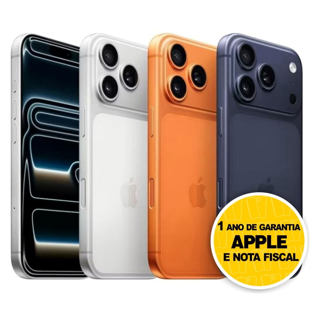 iPhone 17 Pro e Pro Max 256GB 5G Dual E-sim Lacrado Original 1 Ano de Garantia Apple - Preto, Branco e Laranja