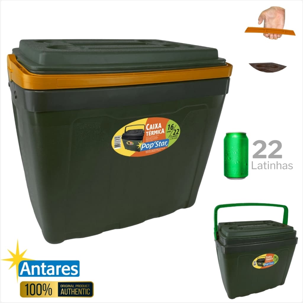 Caixa Térmica PopStar 16 Litros/22 Latas Antares Cooler Com Alça