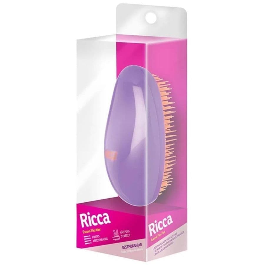 Escova de Cabelo Ricca Flex Hair Roxa/Laranja nº 118