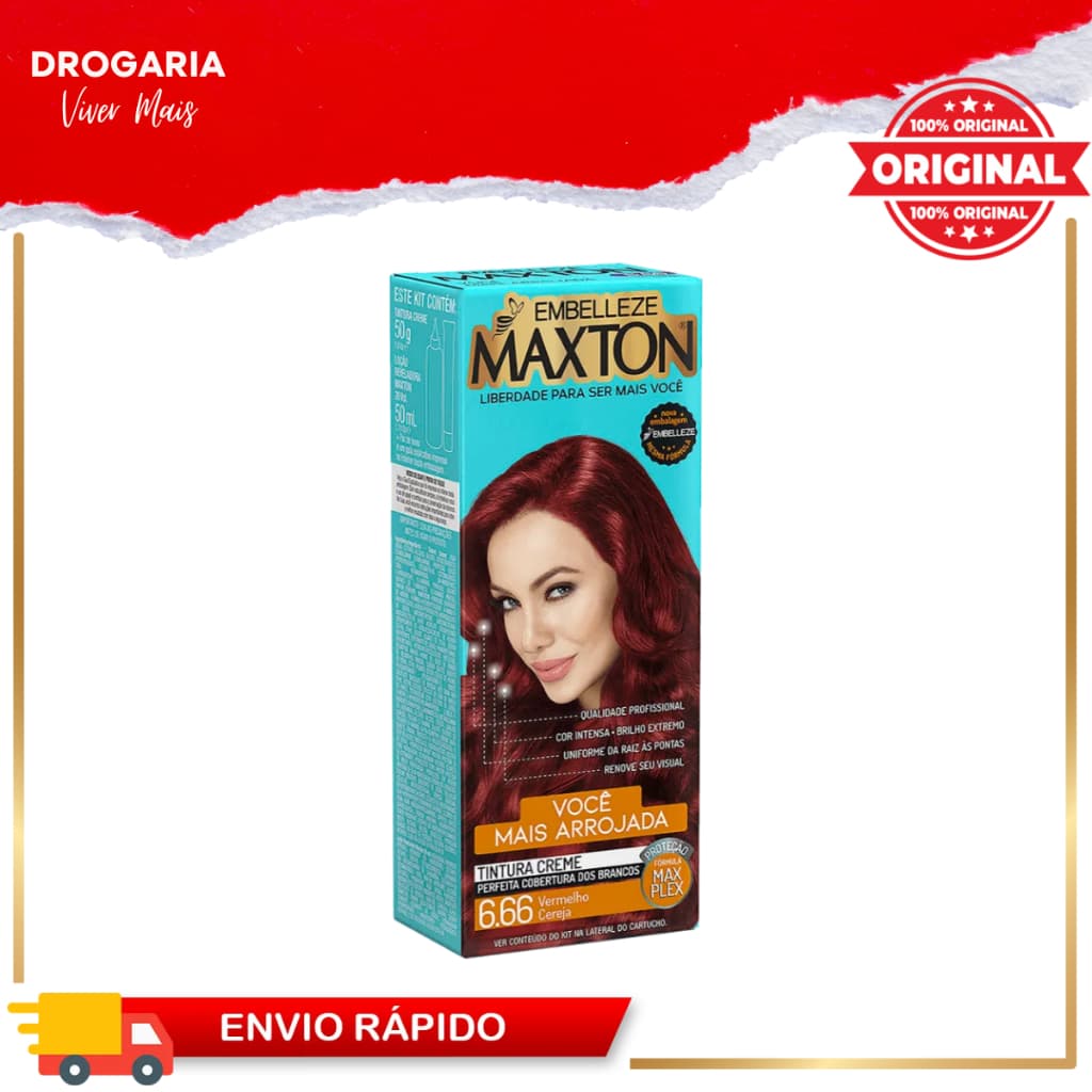 COLORAÇÃO MAXTON CREME 050G 06.66 VERMELHO CEREJA.