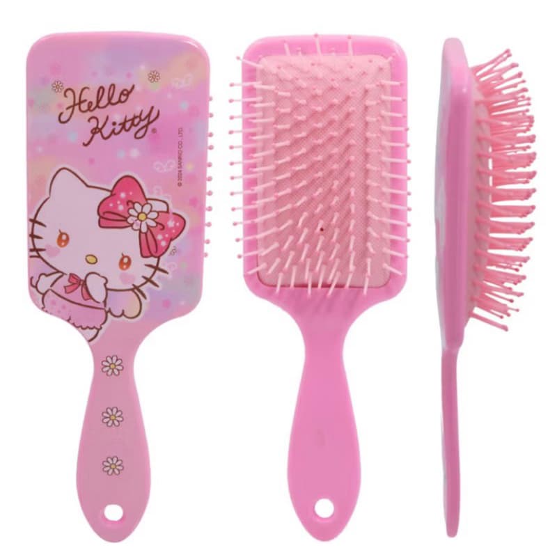Escova de Cabelo Hello Kitty Original Paddle Roxo Rosa Kawaii Pente Raquete Desembaraçante Massageadora