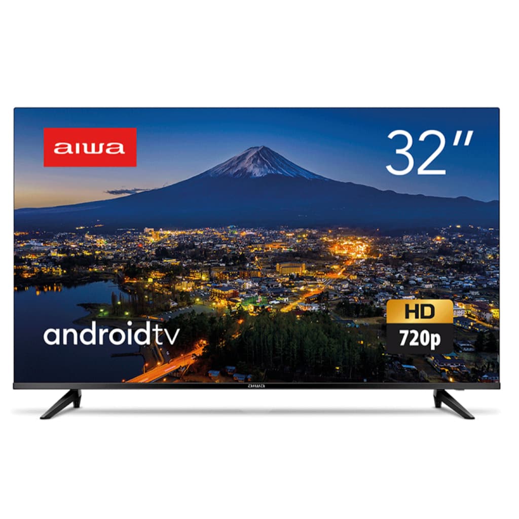 Smart TV AIWA 32" DLED Android HD e HDR10 Borda Ultrafina AWS-TV-32-BL-02-A Dolby Áudio