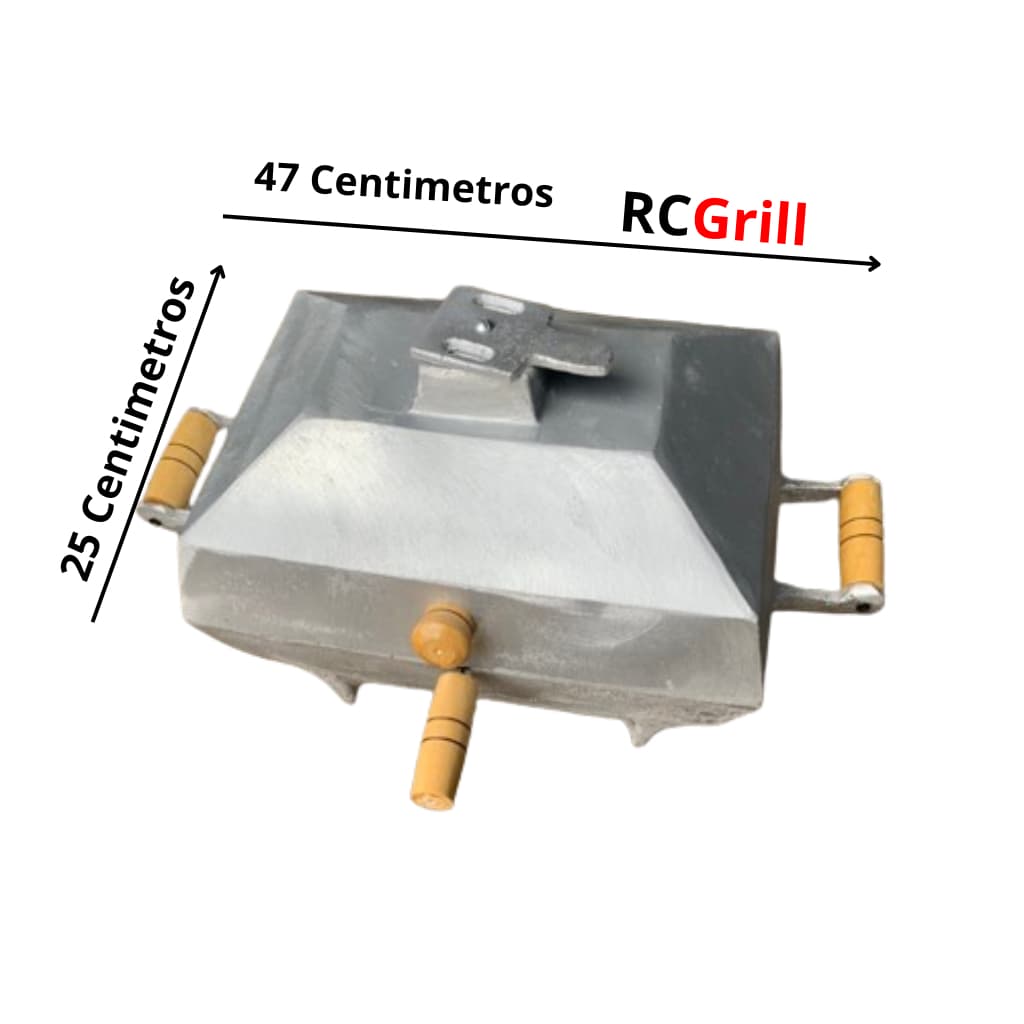 Churrasqueira de alumínio fundido RCGrill com dimensões de 47x25x25 cm