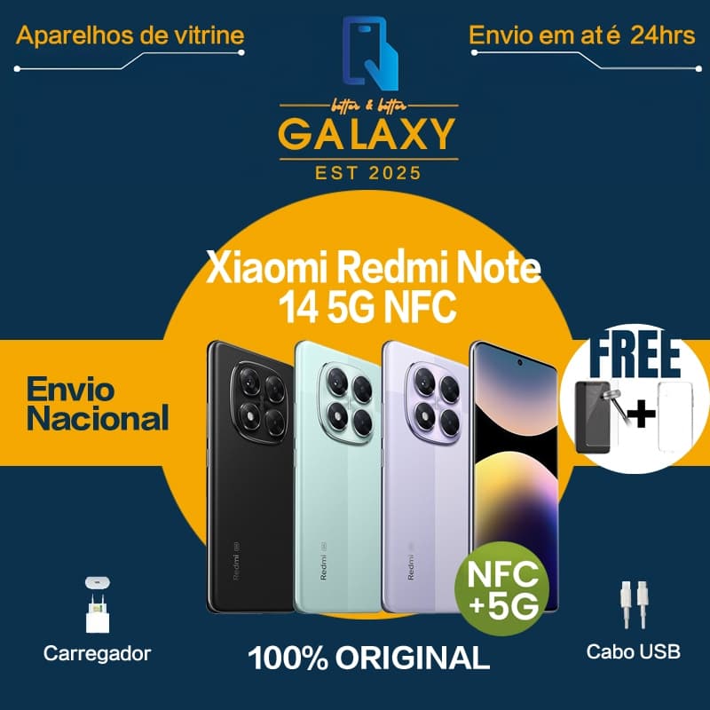 Xiaomi Redmi Note 14 5G NFC com envio nacional, 100% original e oferta free