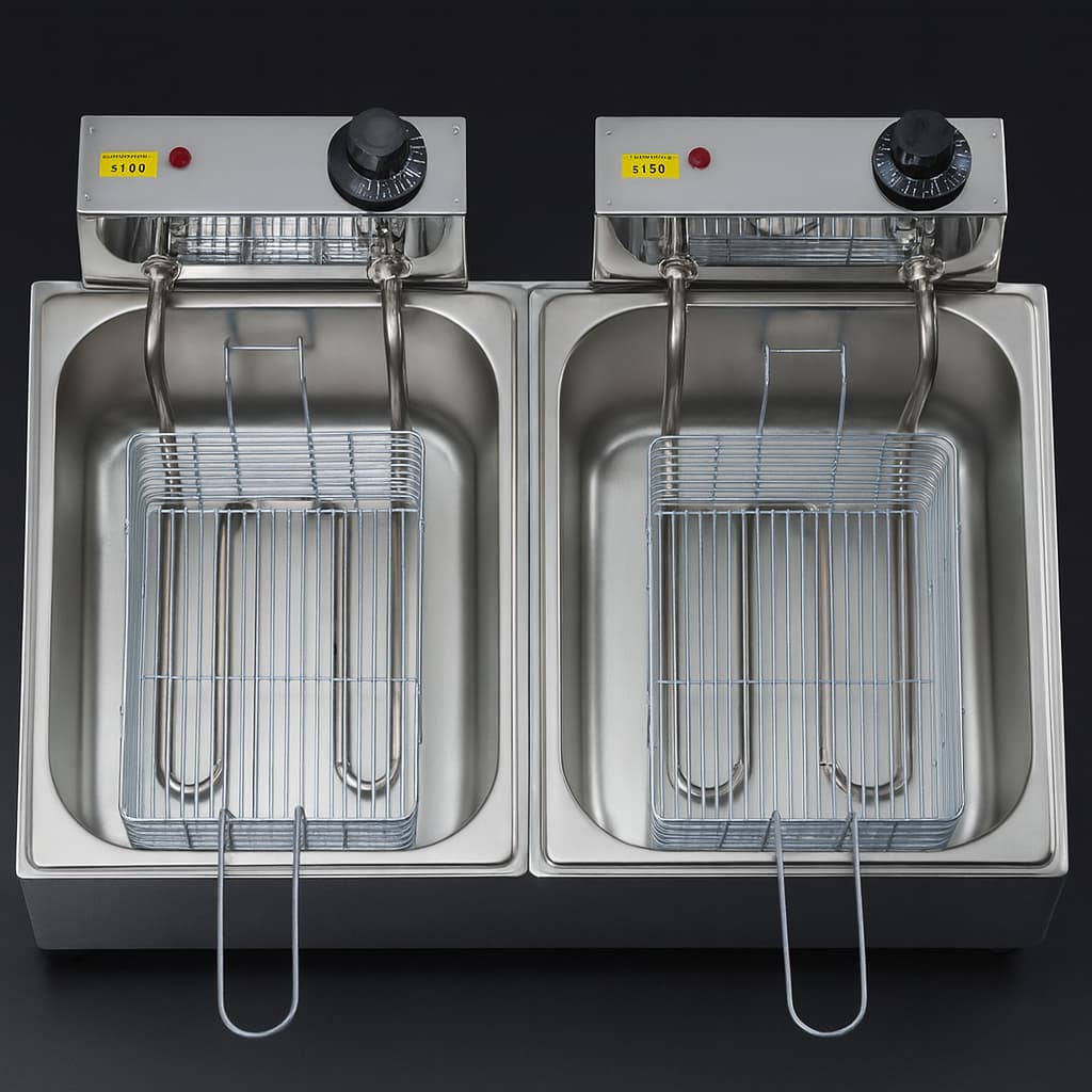 Fritadeira Premium De 10L Industrial Inox Cuba Dupla Grande Com Termostato Preciso