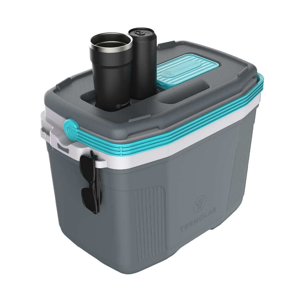 Caixa Térmica Suv 32 Litros Termolar Cooler Com Alça Trava Compartimentos Para Pesca Camping Praia Lazer Cinza