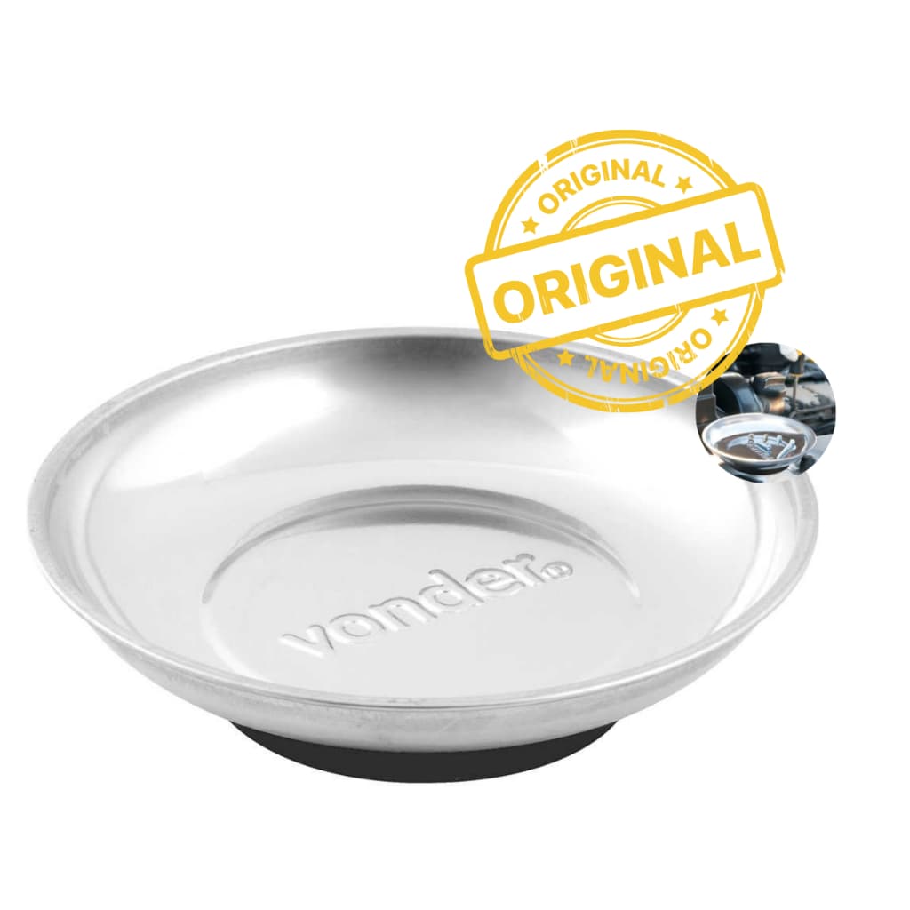 Bandeja metálica com ímã para ferramentas e peças, marca Vonder, fundo branco, etiqueta 'ORIGINAL'.