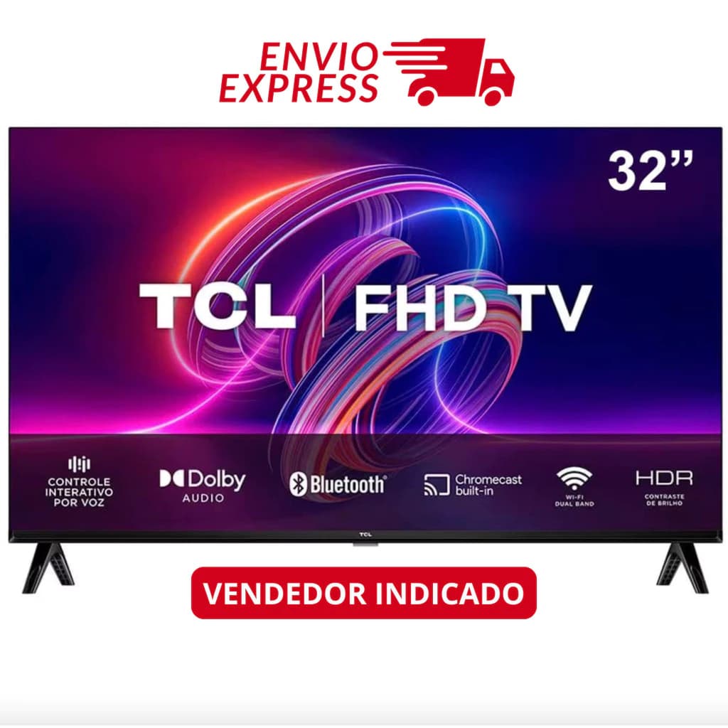 Smart TV LED 32'' Full HD TCL S5400AF com Android TV, Wi-Fi, Bluetooth, Controle Remoto