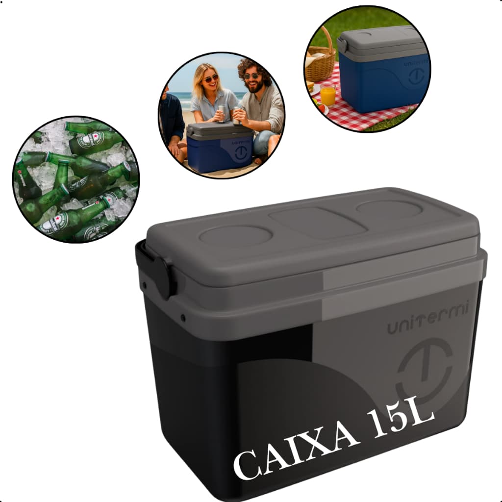 Caixa Térmica Cooler Unitermi 15 Litros Com Alça 22 latinhas Praia  Laser