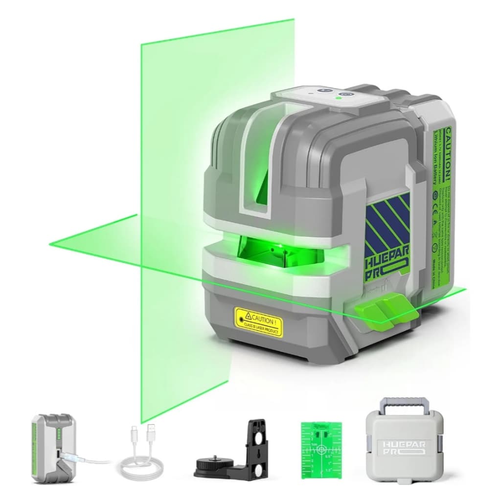 Nível a laser verde 2 linhas profissional Huepar Pro GK011SG com acessórios
