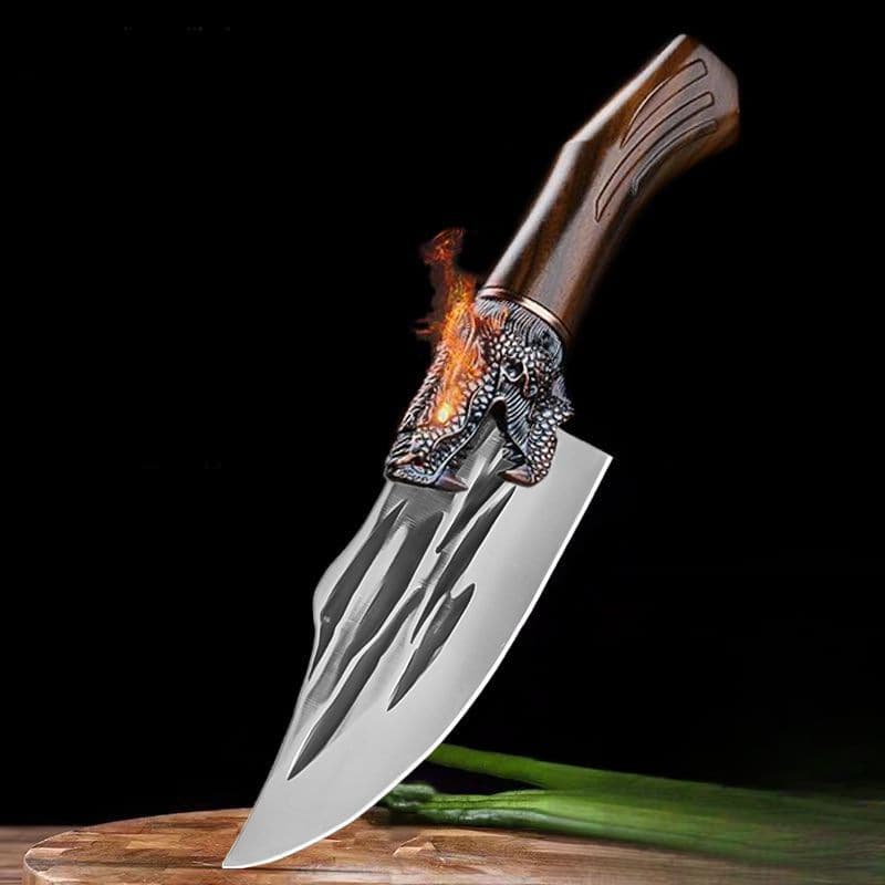 Personalizar faca manual afiada de aço inoxidável para cozinha de acampamento faca de campo e dar casca de couro