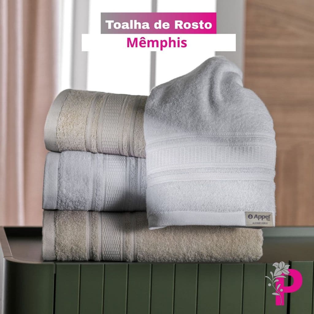 Toalhas de rosto Mêmphis de algodão egípcio, extra macias e de alto poder de absorção.