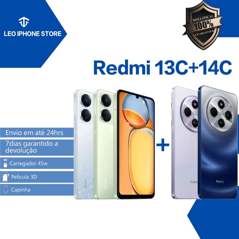 Smartphone Celular Xiaomi Redmi 14c/13c 256gb  8gb RAM 128gb 4gb Dual Sim 50MP Global 14 c Lançamento