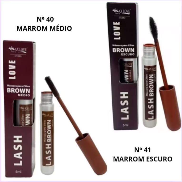 Máscara Para Cílios Marrom Médio ou Escuro - Lash Brown N⁰ 40 e Nº41 - Lançamento Maxlove